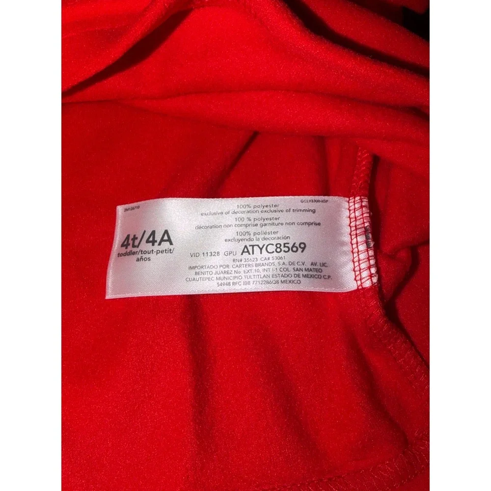 Carters Kids Red Team Santa Long Sleeve Fleece Pullover Sweatshirt, Size 4T, NWT